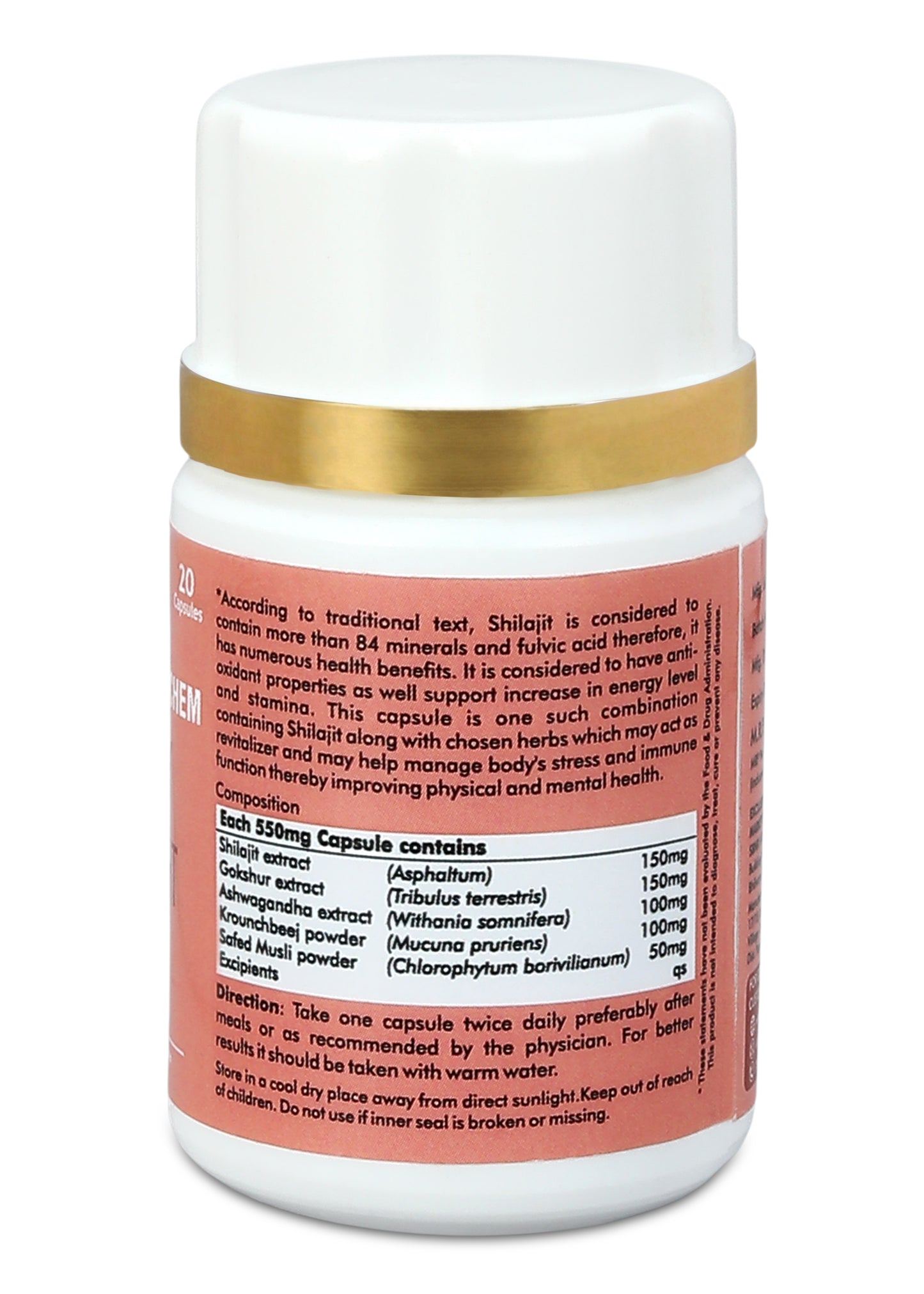 Shilajitherbchem Vitality Support – 20 Capsules