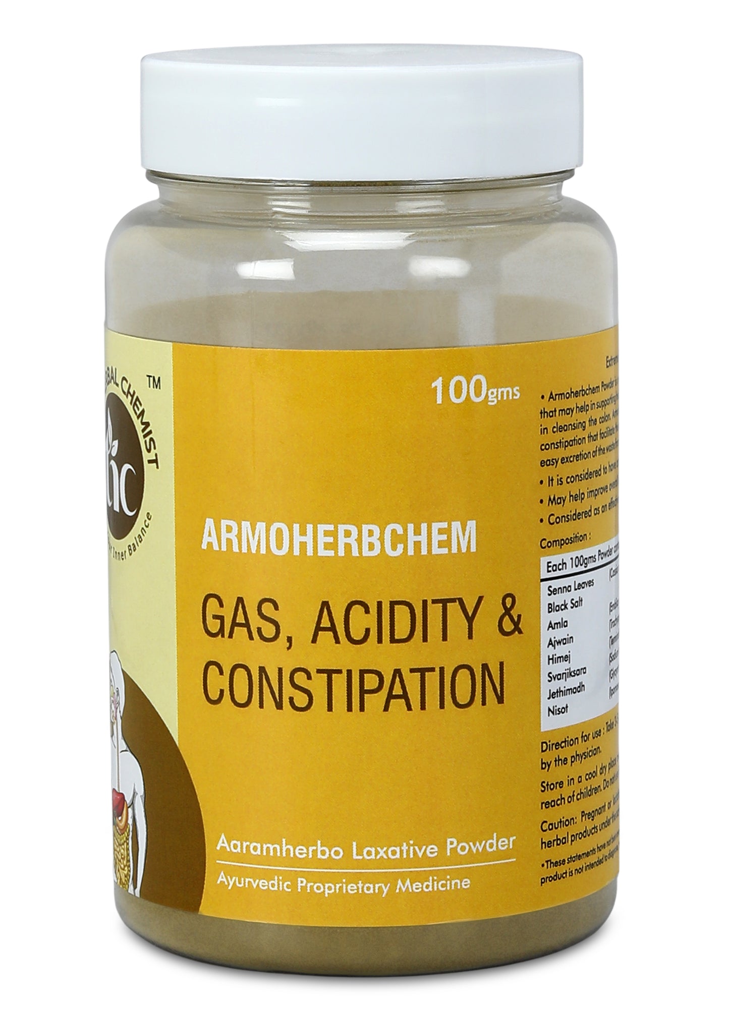 ArmoHerbChem Gas, Acidity & Constipation Relief Powder - 100g