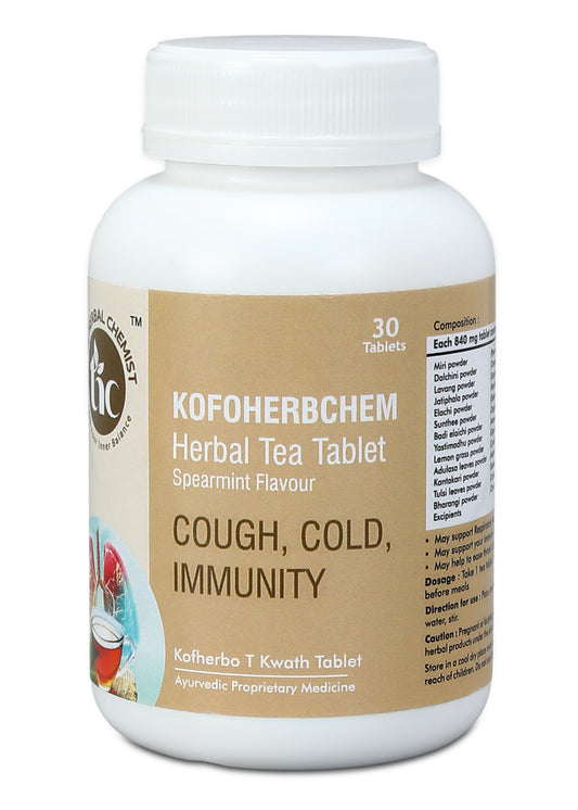 KofoHerbChem Herbal Tea Tablets – Spearmint Flavour | Cough, Cold & Immunity Support