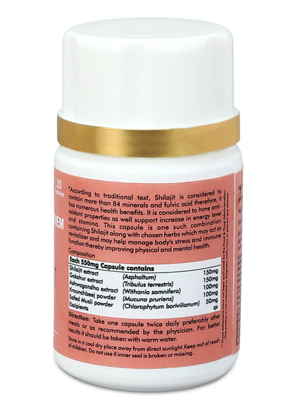 Shilajitherbchem Vitality Support – 20 Capsules